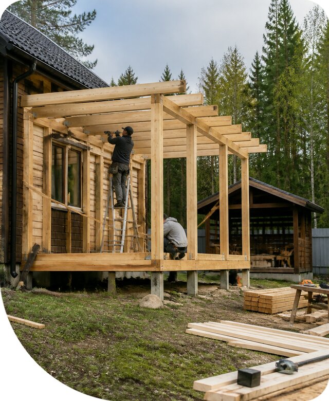 Строительство пристроек и построек на участке в Кизилюрте