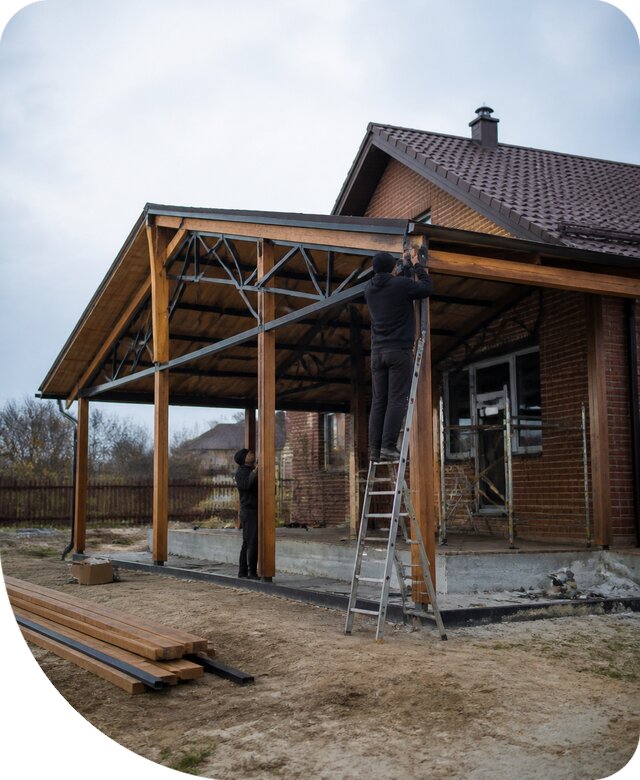 Пристройка навеса к дому и участку в Кизилюрте под ключ